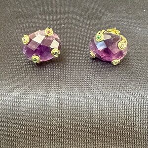 Elegant Purple and Gold Stud Earrings